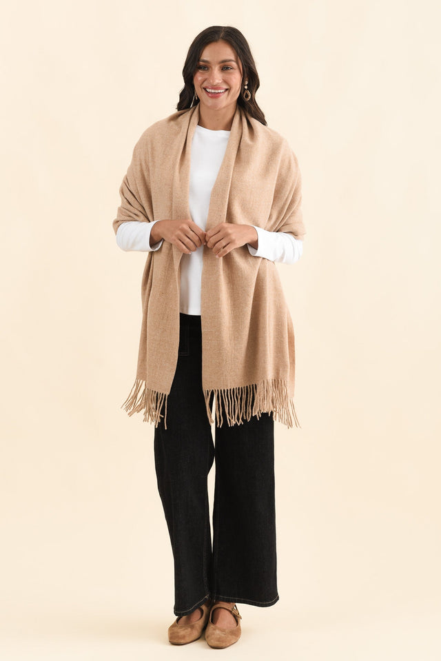 Malone Camel Wool Blend Scarf image 2