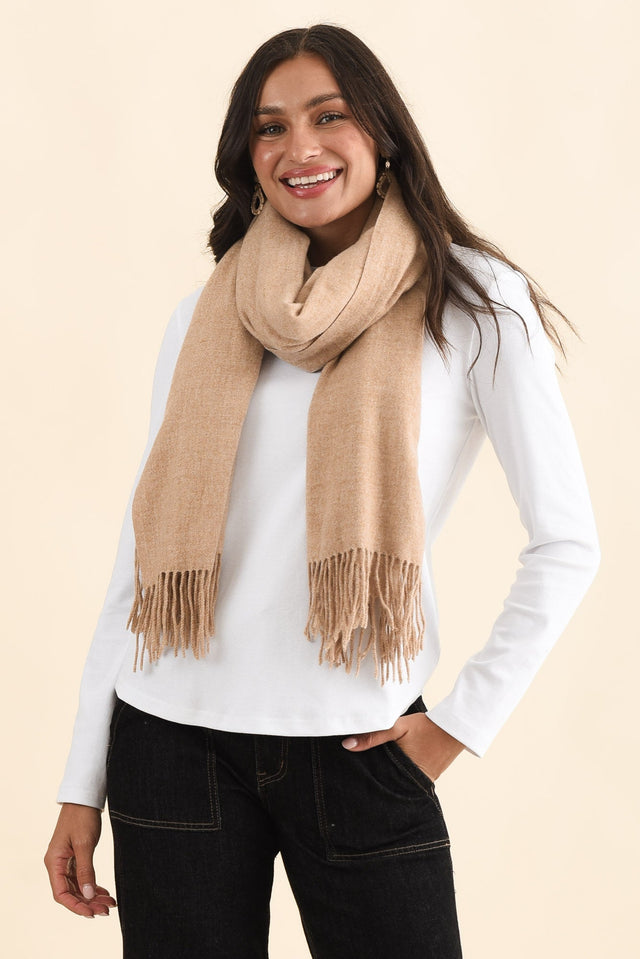 Malone Camel Wool Blend Scarf image 1