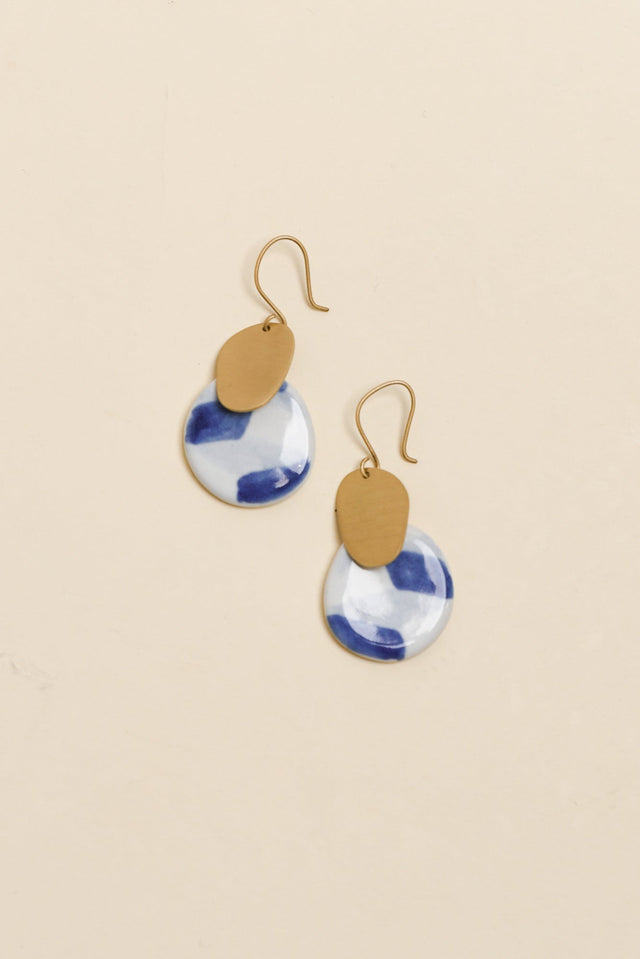 Mattea Blue Abstract Drop Earrings image 1