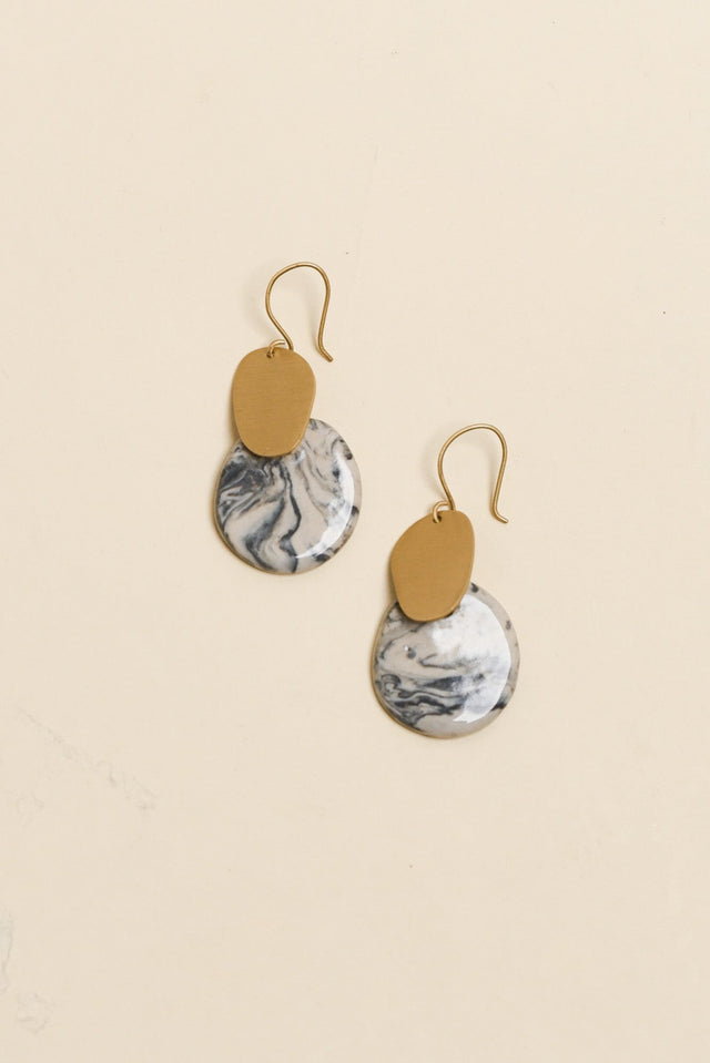 Mattea Grey Marble Drop Earrings image 1