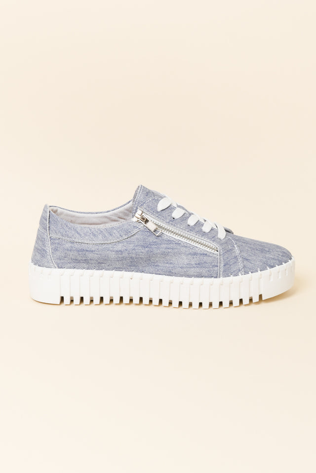 Medusa Blue Twill Platform Sneaker