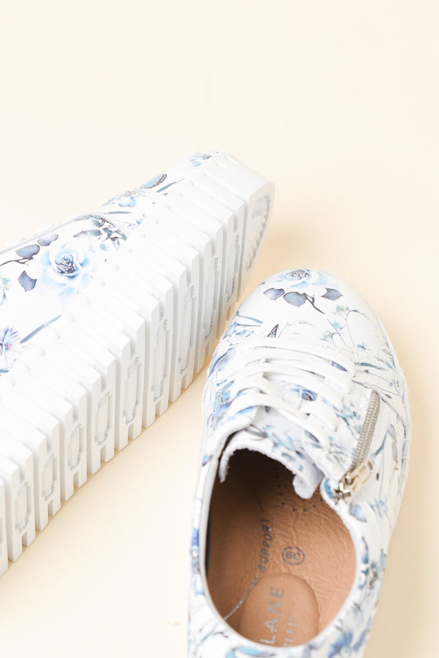 Merusa Blue Floral Leather Platform Sneaker image 3