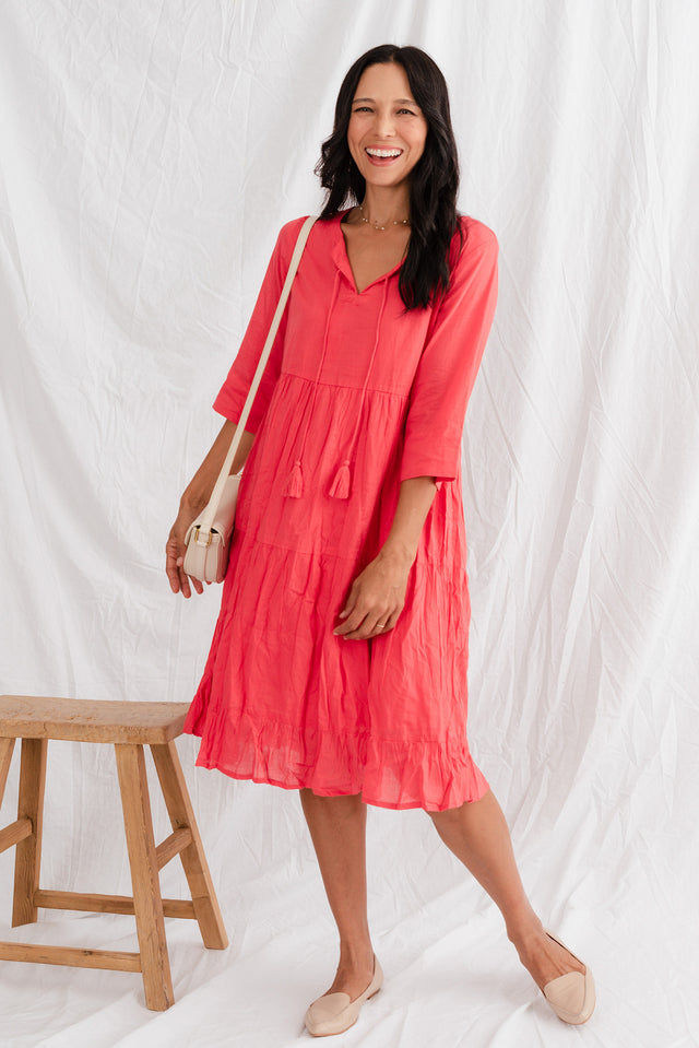 Milana Cherry Crinkle Cotton Dress image 1