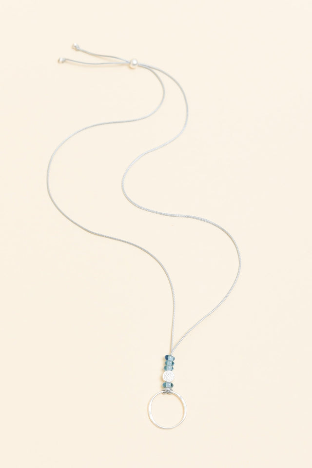 Missy Silver Beaded Ring Pendant Necklace image 1