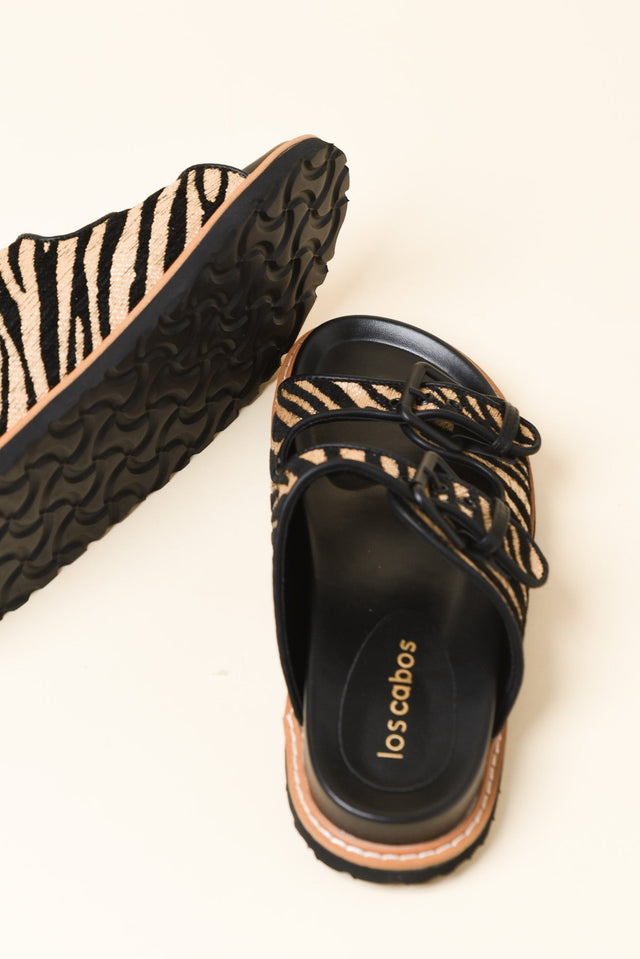 Moda Black Zebra Raffia Buckle Slide image 3