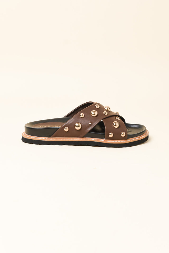 Mode Brown Studded Slide image 1