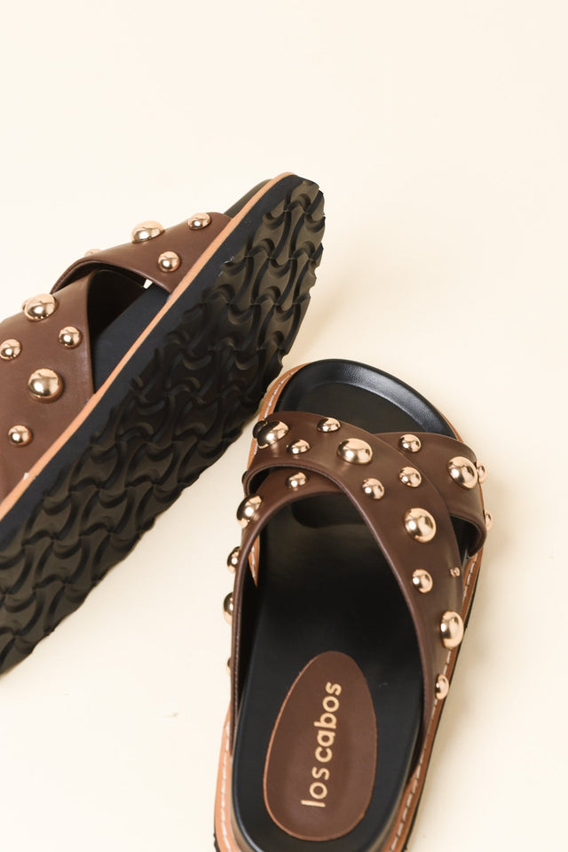 Mode Brown Studded Slide image 3