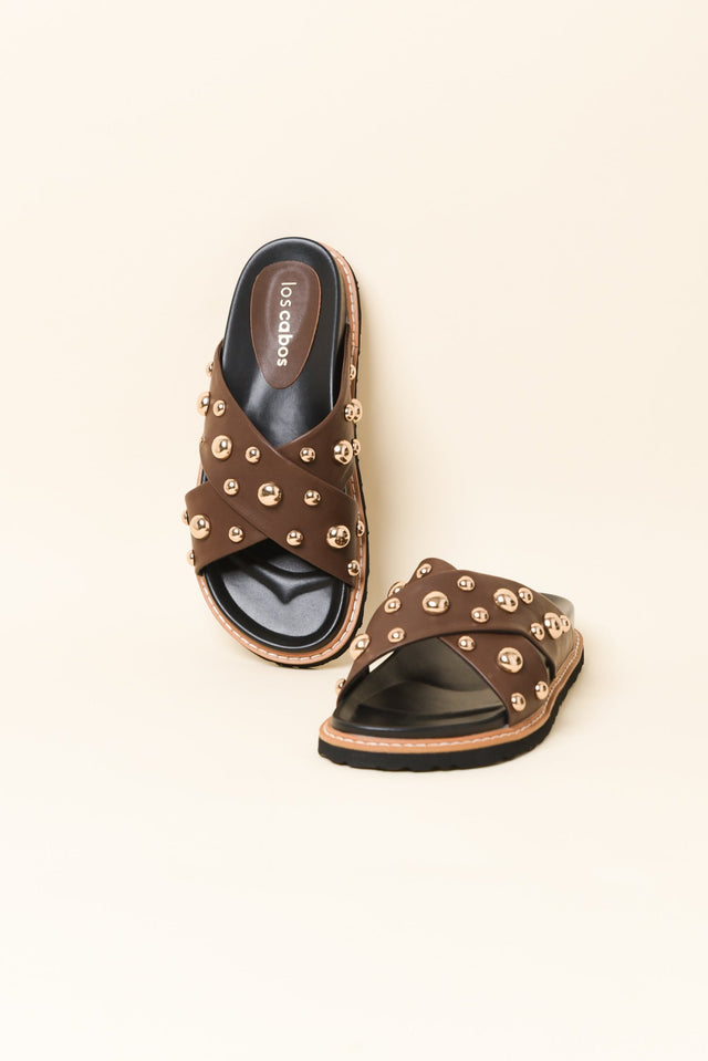 Mode Brown Studded Slide image 2