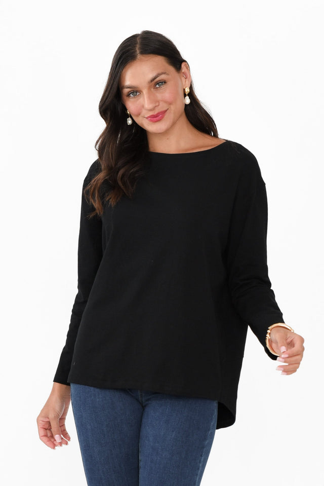 Moya Black Cotton Hi Lo Top image 1