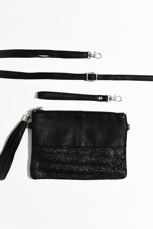 Nala Black Woven Crossbody Bag