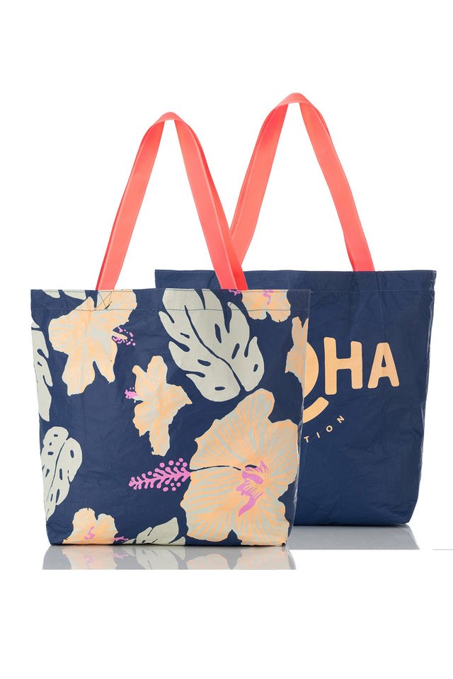 Navy Tropical Reversible Splash Proof Tote image 1
