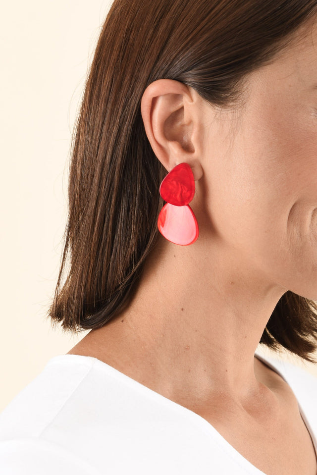 Nellary Red Marble Drop Earrings image 2