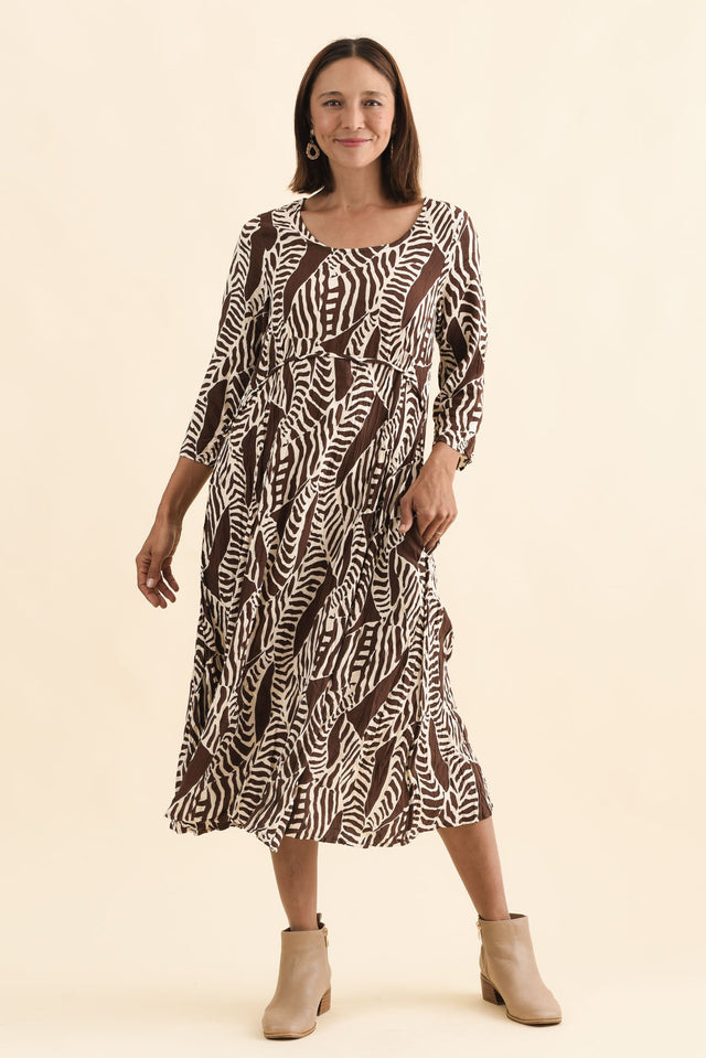 Nessa Brown Leaf Crescent Dress image 3