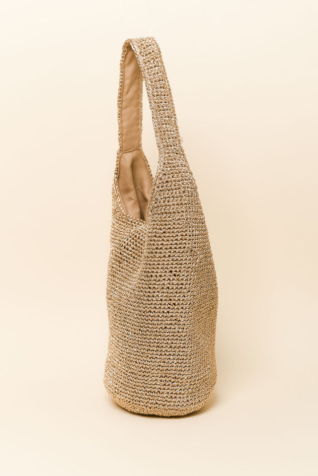 Nevada Gold Metallic Straw Shoulder Bag image 4
