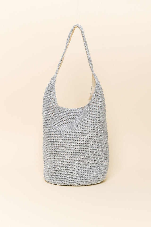 Nevada Silver Metallic Straw Shoulder Bag