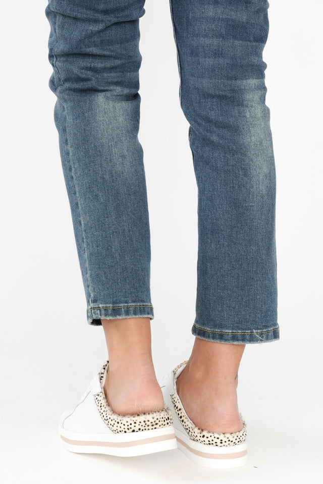 Nicky White Cheetah Leather Mule Sneaker image 9