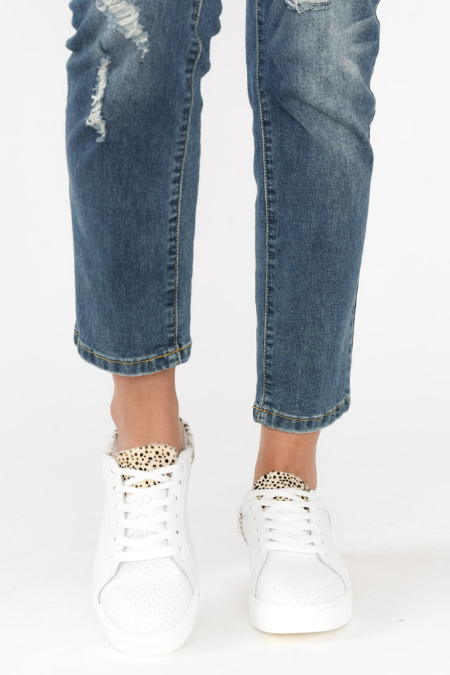 Nicky White Cheetah Leather Mule Sneaker image 8