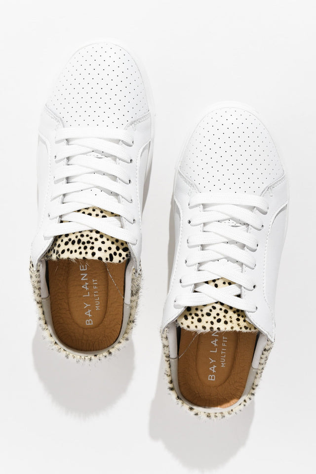 Nicky White Cheetah Leather Mule Sneaker image 4