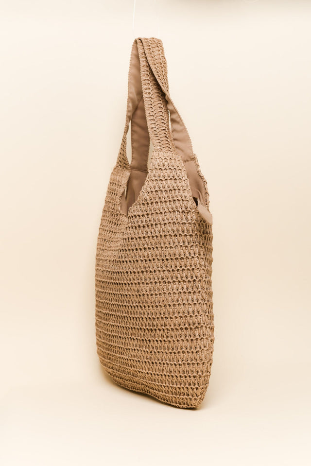 Nori Tan Straw Shoulder Bag