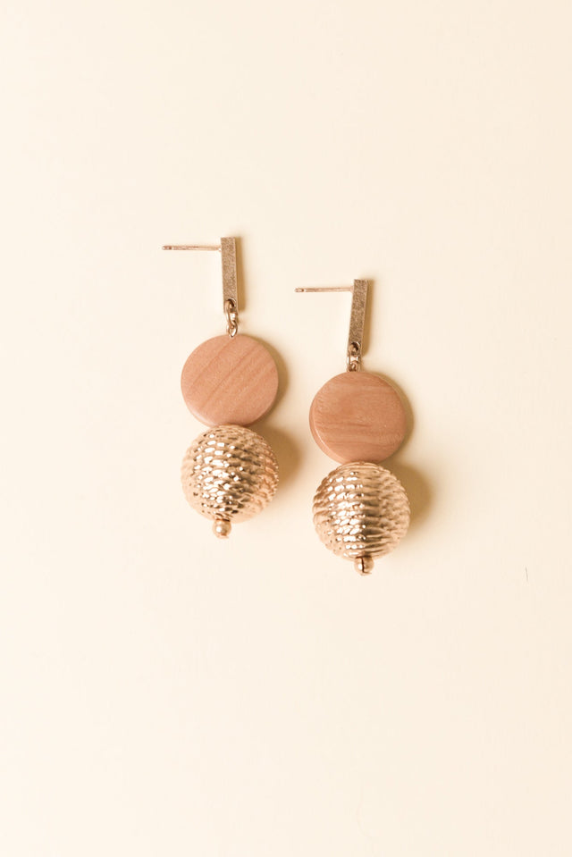 Novalee Rose Gold Wood Drop Earrings image 1