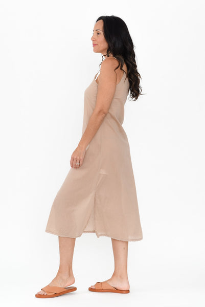 Nude Cotton Maxi Slip Dress - Blue Bungalow USA Nude Cotton Maxi Slip Dress - Blue Bungalow USA