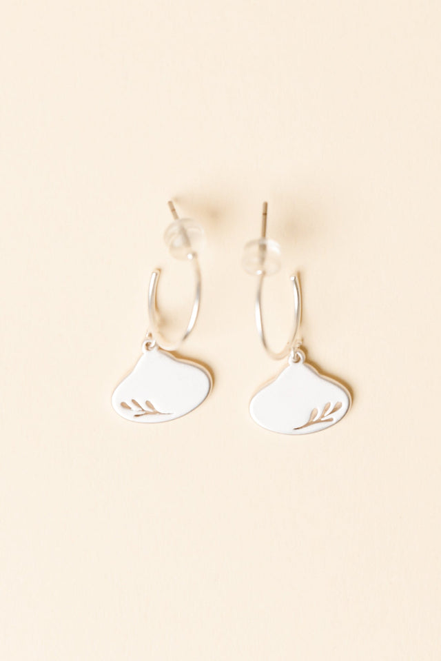 Odilia Silver Leaf Hoop Earrings image 1