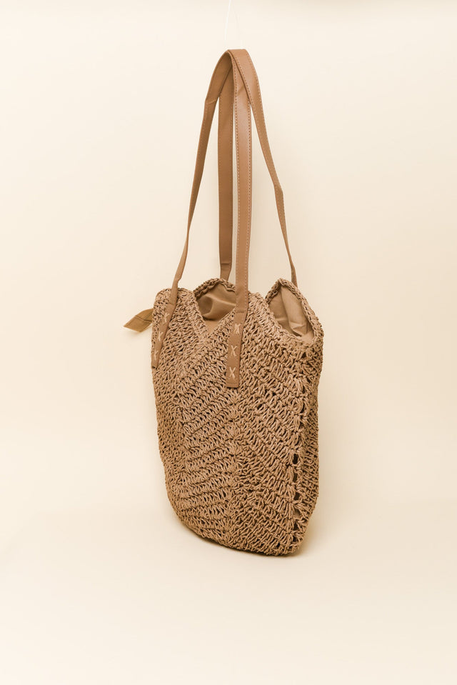 Oriana Tan Straw Shoulder Bag image 3