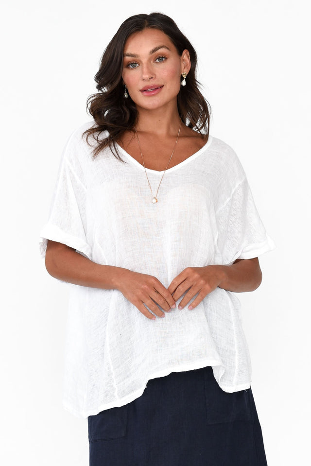 Oversized Anna White Linen Tee