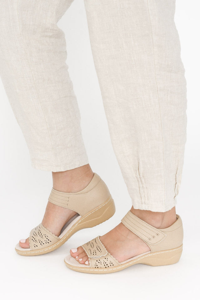 Petal Beige Leather Velcro Sandal image 5