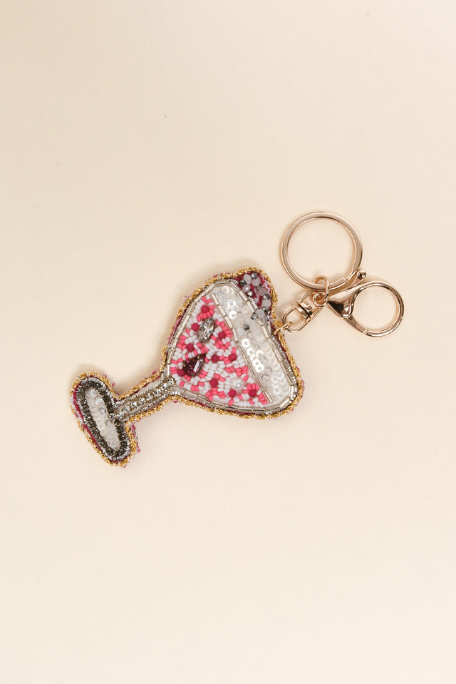 Pink Cocktail Beaded Keychain image 1