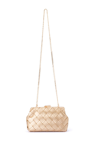 CLUTCH 24 IN BLACK QUILTED CALFSKIN GOLD BUCKLE