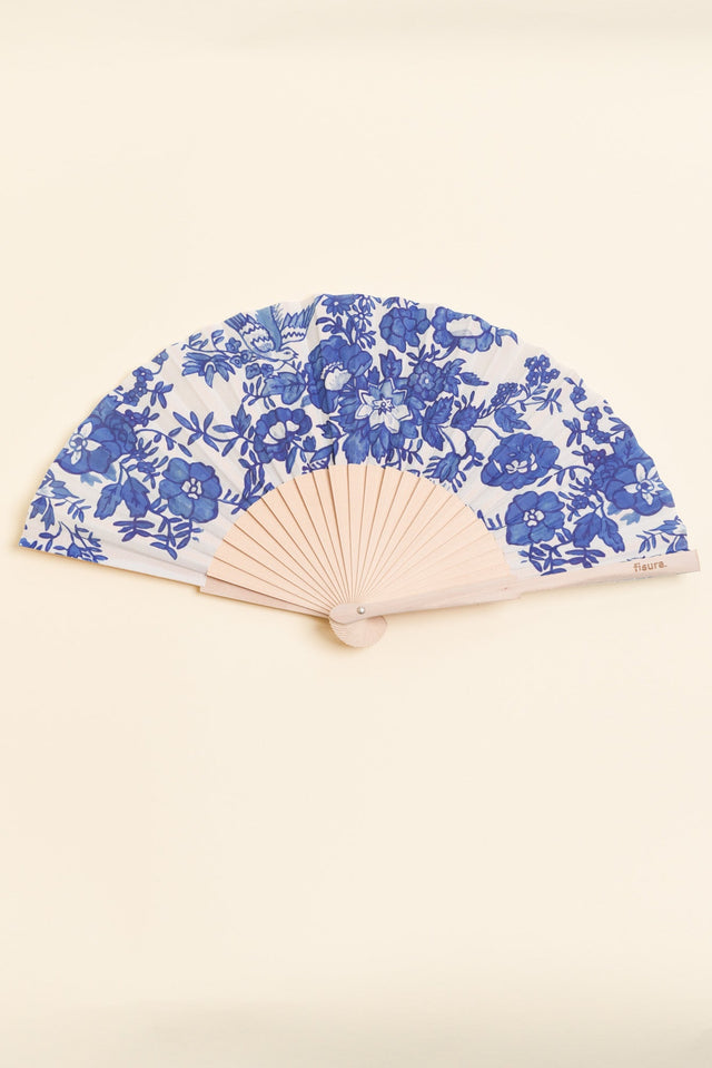 Regal Blue Floral Hand Fan
