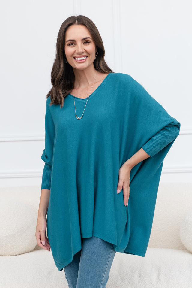 Nastia Teal Wool Blend Sweater