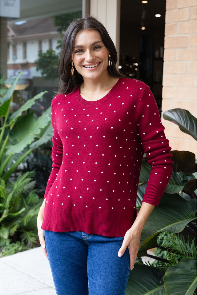 Louis Burgundy Spot Knit Sweater image 1