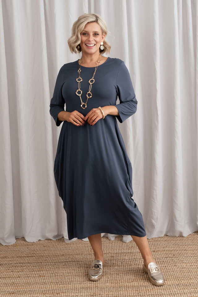 Glenda Blue Sleeved Crescent Dress image 1