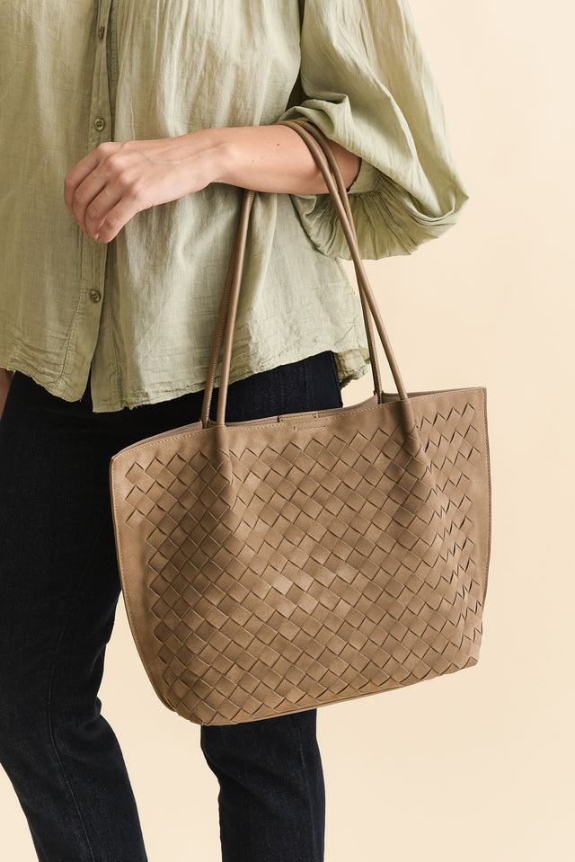 Virginia Taupe Suede Tote Bag image 1