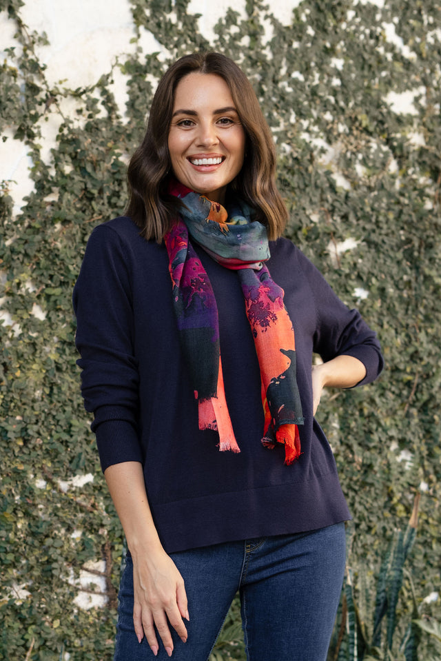 Sunny Navy Long Sleeve Knit Top