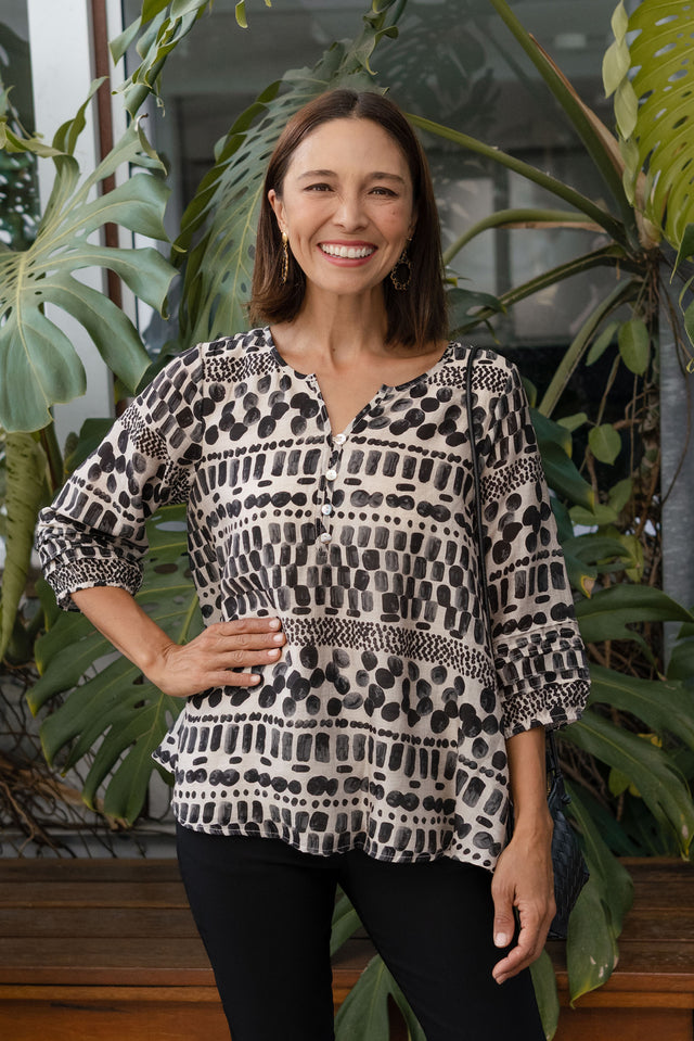 Ramirez Black Spot Button Top