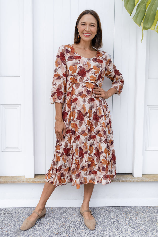 Nessa Brown Flower Crescent Dress