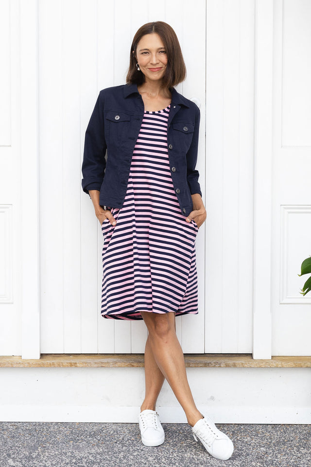 Izzy Pink Stripe Cotton Tee Dress