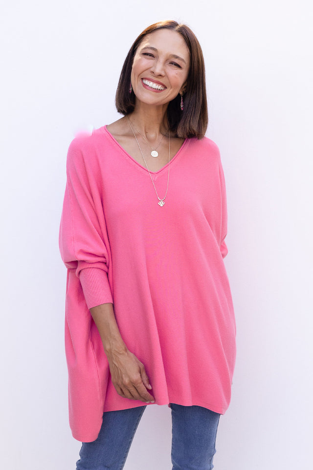 Nastia Hot Pink Wool Blend Sweater