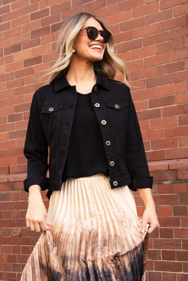 Danielle Black Stretch Jean Jacket image 1