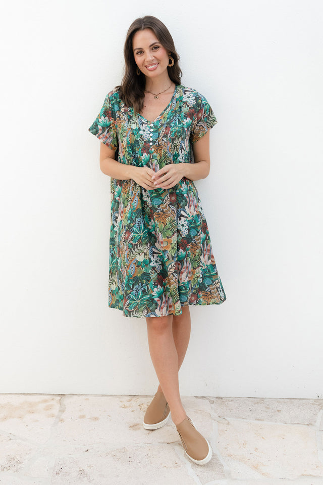 Barry Green Foliage Cotton Button Dress