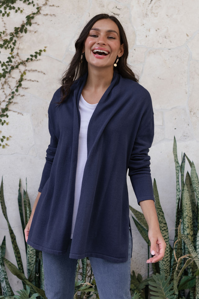 Primrose Navy Cotton Drape Cardigan image 1