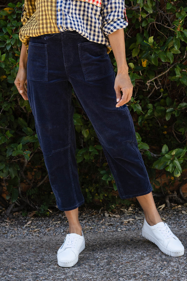 Denny Navy Corduroy Barrel Jeans