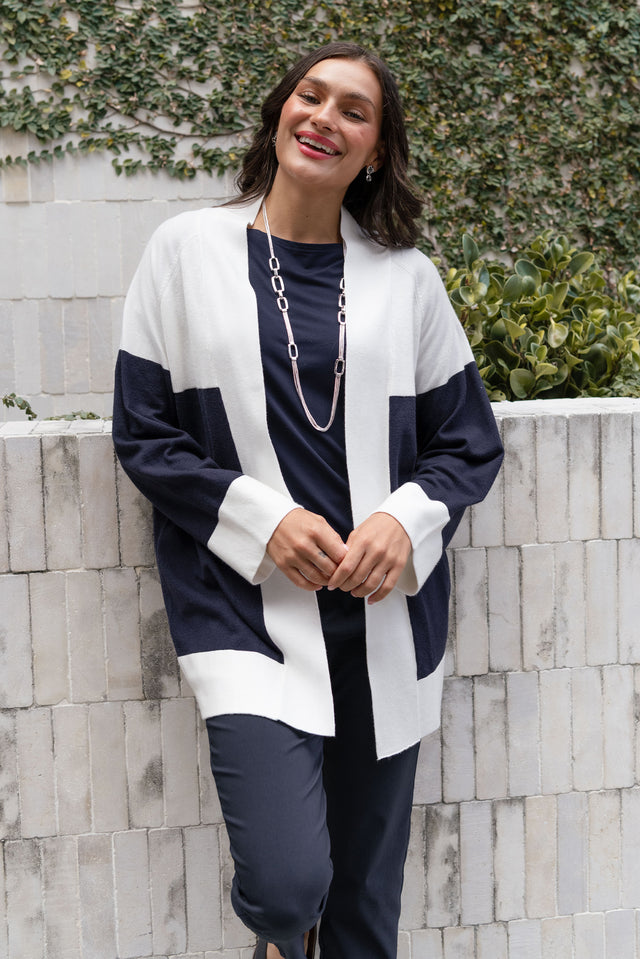 Chase Navy Contrast Knit Cardigan image 2
