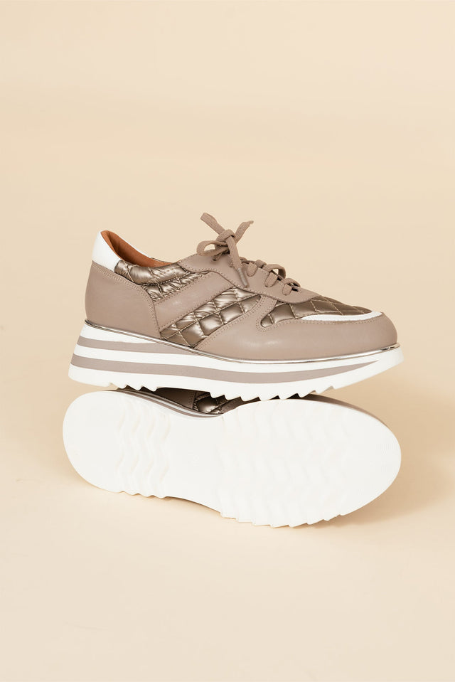 Helena Grey Leather Platform Sneaker image 3