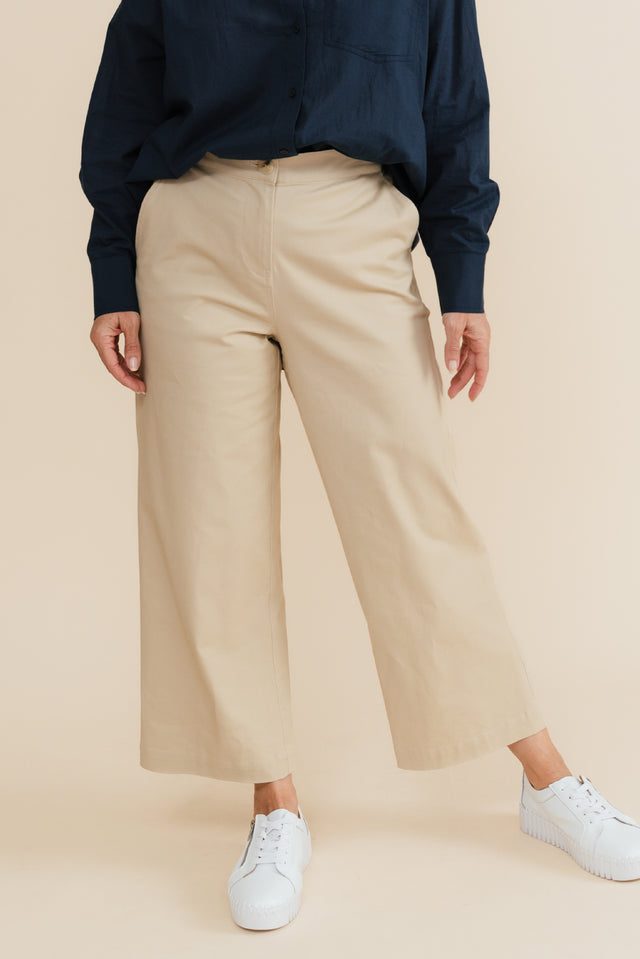 Sinatra Beige Cotton Wide Leg Pants image 1