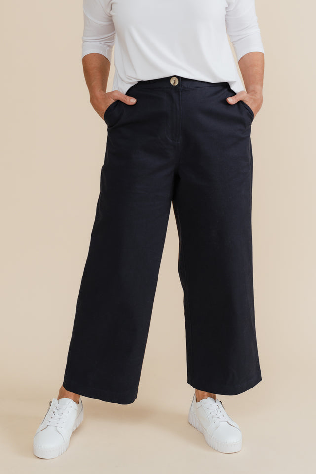 Sinatra Navy Cotton Wide Leg Pants image 13