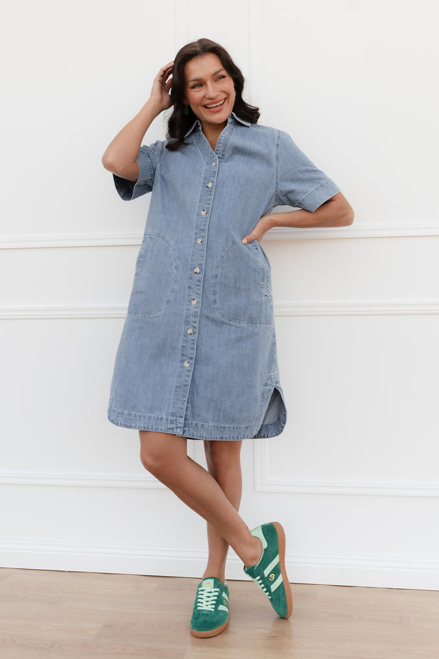 Dawson Blue Denim Button Dress image 1